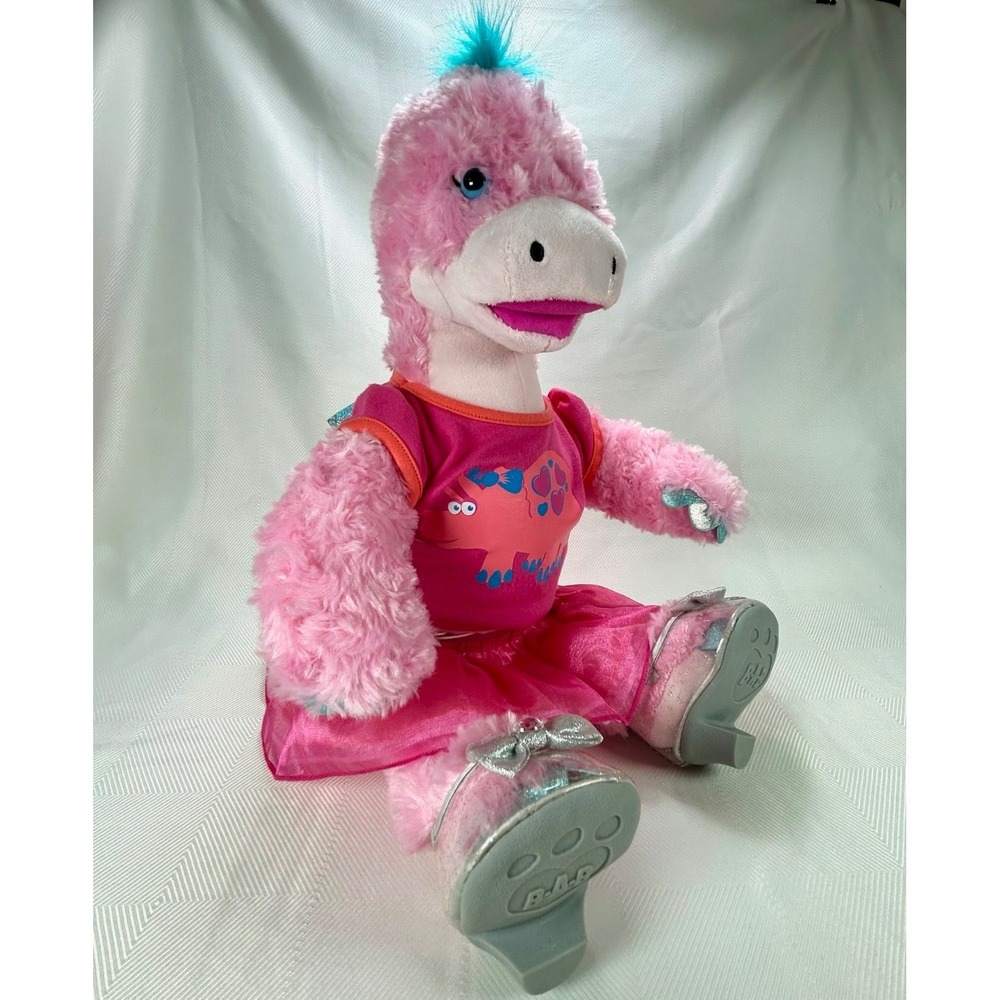 Build-A-Bear Pink Stegosaurus Dinosaur w/Blue Hair - Cute Outfit w/Shoes VHTF